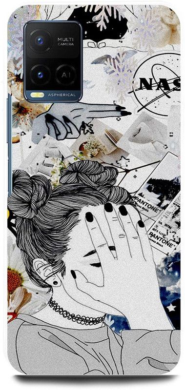 play fast Back Cover for Vivo Y21E CUTE, GIRL, LOVELY, GIRL, SKETCH, ART  (White, Hard Case, Pack of: 1)