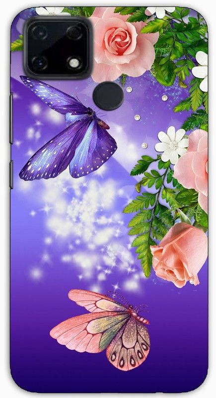itrusto Back Cover for Realme C25 Flowers & Butterfly PRINTED Back Cover  (Multicolor)