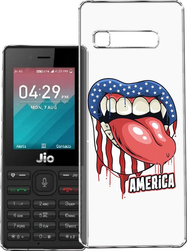 HANIRY Back Cover for Jio F220 / f220 mobile cover | OPEN MOUTH & TEXT AMERICA | Design | PNG_28  (Multicolor, Flexible, Silicon, Pack of: 1)