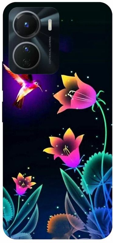 COVERJET Back Cover for VIVO Y16-CUTE- LOVELY- FLOWERS- LIGHTING- SPARROW  (Black, Hard Case, Pack of: 1)
