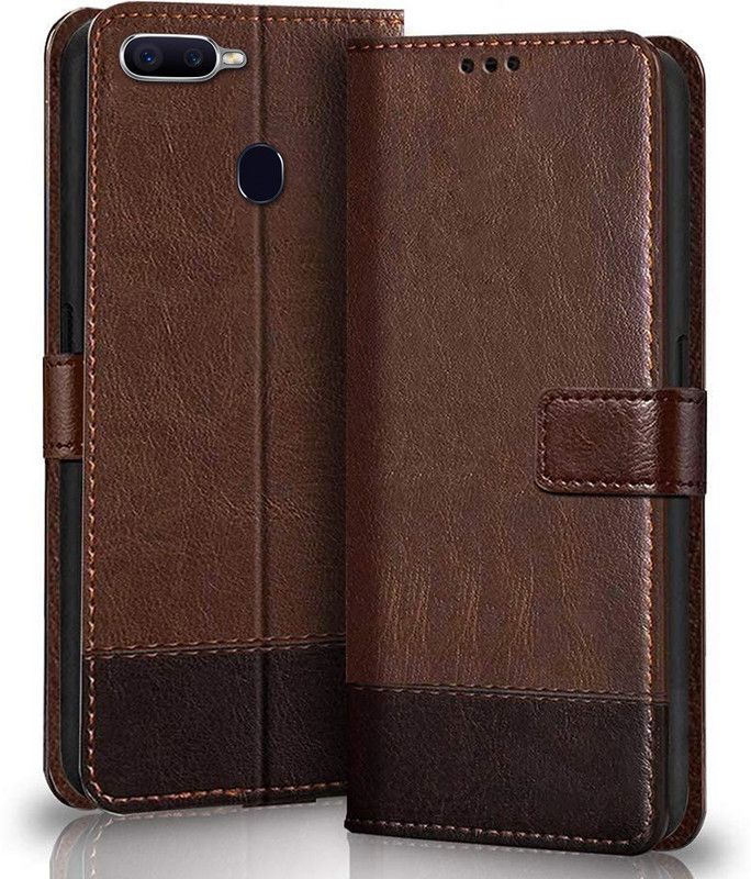 Winkel Flip Cover for OPPO F9 Pro, Realme 2 Pro, Realme U1  (Brown, Cases with Holder, Pack of: 1)