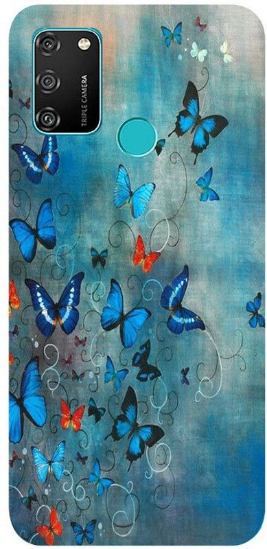 Skyhawk Back Cover for honor 9A blue butterflys  (Multicolor, Waterproof, Silicon, Pack of: 1)