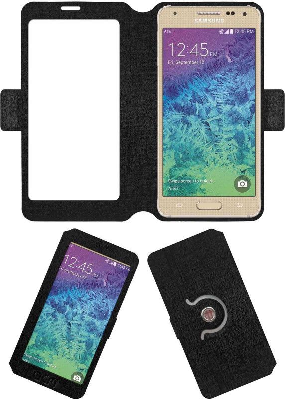 ACM Flip Cover for Samsung Galaxy Alpha  (Black, Cases with Holder, Pack of: 1)