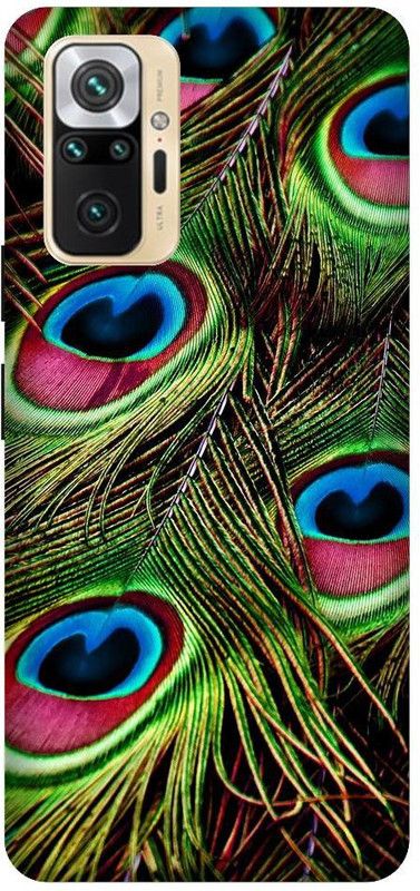 GRAFIQE Back Cover for REDMI Note 10 Pro M2101K6P MOR PANKH, PEACOCK FEATHER, GREEN, TEXTURE  (Multicolor, Shock Proof, Pack of: 1)