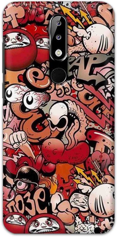NDCOM Back Cover for Nokia 5.1 Plus Graffiti Cartoon Printed  (Multicolor, Hard Case, Pack of: 1)
