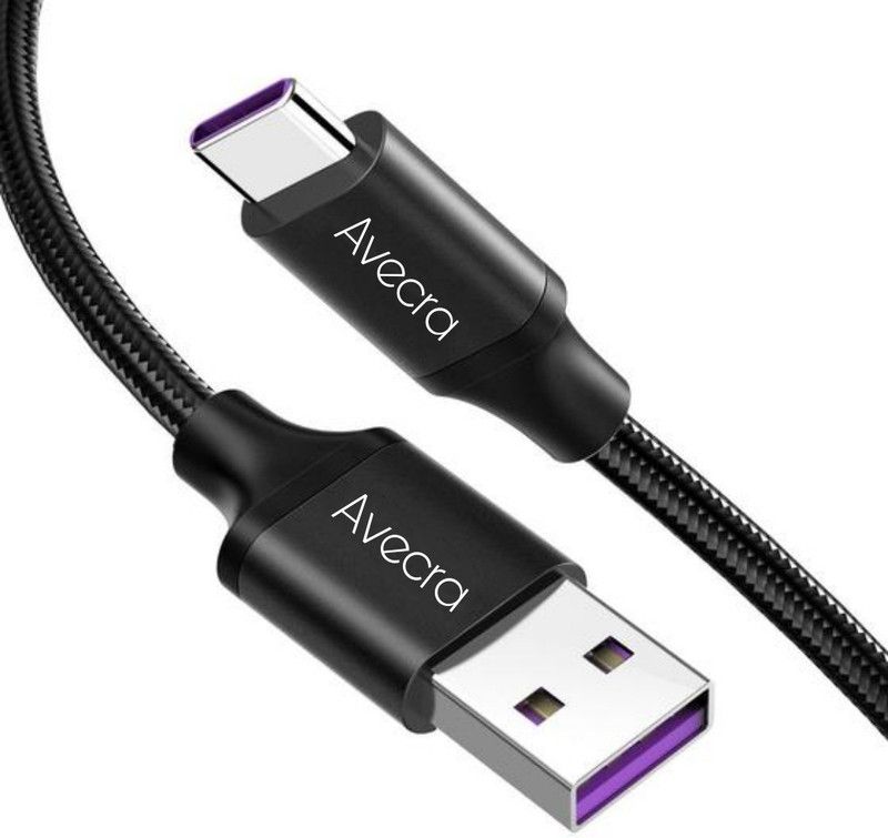 Avecra USB Type C Cable 1.2 m Braided Tough Fast Charging Data Cable For Samsug Galaxy Fold And Tab S20 S10 S9 Note 9/S8/Note 8 A50 And For ALL Type C Device  (Compatible with Samsung Z Flip A51A70 A80, A71 M51 A90 M31 F41, Black, One Cable)