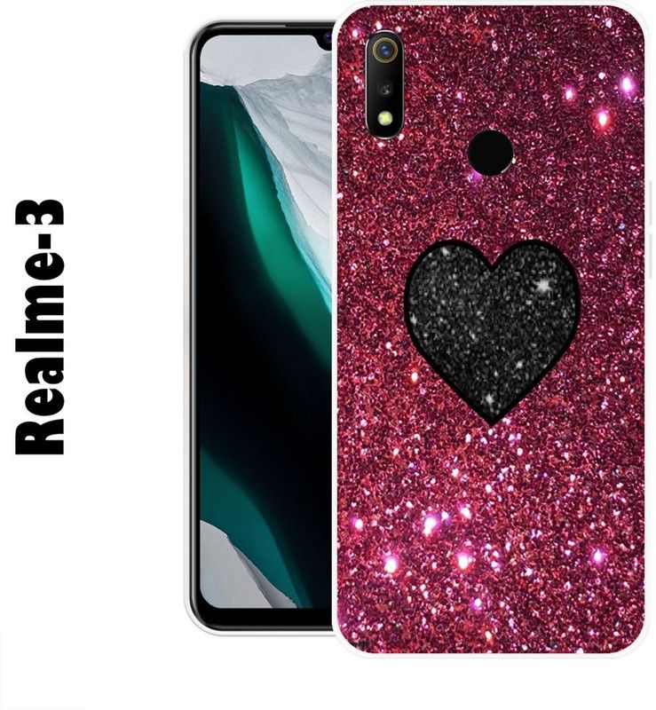 CellWorld Back Cover for Realme 3  (Pink, Black, Grip Case, Silicon)
