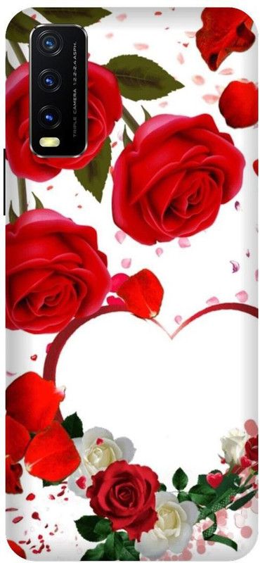 PHONE WALEY.COM Back Cover for VIVO Y12s \ V2033 \ Flower, Red Roses,Abstract,Texture,Colourful Love Couples,Printed  (Red, Hard Case, Pack of: 1)