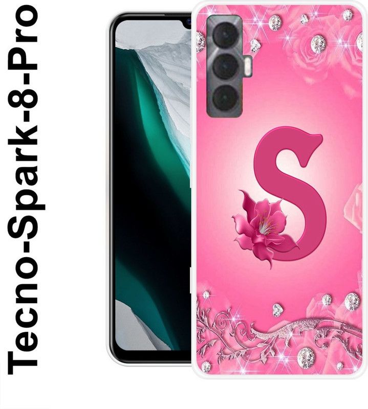 Sswastik Back Cover for Tecno Spark 8 Pro  (Pink, Silver, Silicon)