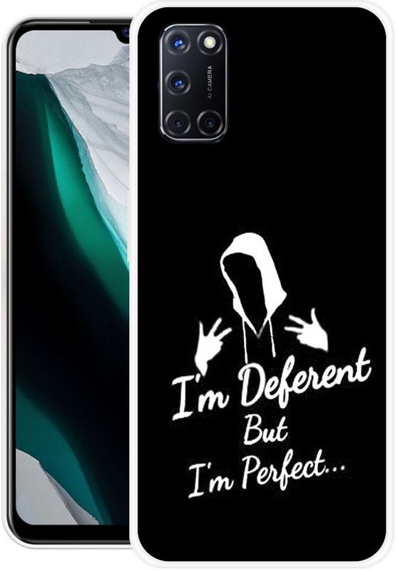 RJ14 (Online) Back Cover for OPPO A52  (Black, White, Grip Case, Silicon)