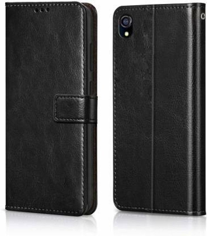 Casely Flip Cover for Vivo Y91i Flip Cover Leather Magnetic Flip Wallet Case Cover  (Black, Dual Protection, Pack of: 1)