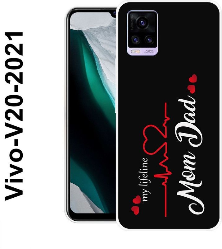 REALKING Back Cover for Vivo V20 2021  (Black, White, Silicon)