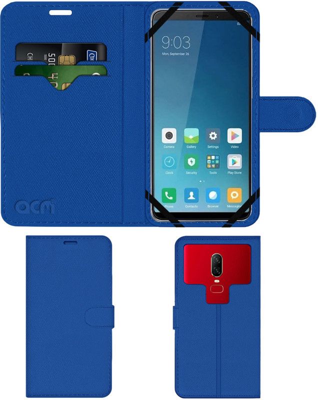 ACM Flip Cover for Mi Redmi Note 5  (Blue, Cases with Holder, Pack of: 1)