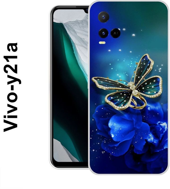 KLC Back Cover for Vivo Y21, Vivo Y21 2021, Vivo Y33s, Vivo Y21T, Vivo Y21A, Vivo Y21E, Vivo Y33T  (Blue, Gold, Silicon)