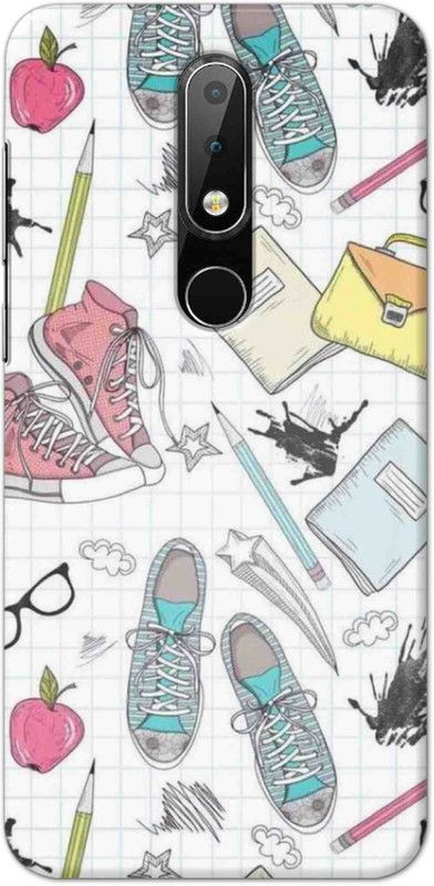 NDCOM Back Cover for Nokia 6.1 Plus School Pattern Printed  (Multicolor, Hard Case)