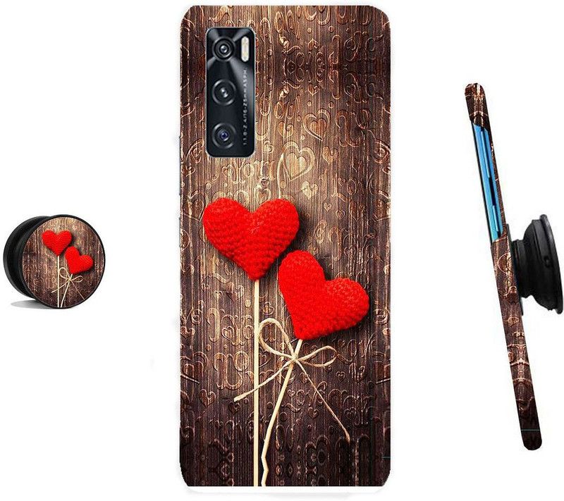SPBR Back Cover for Vivo V20 SE  (Brown, Red, Cases with Holder)