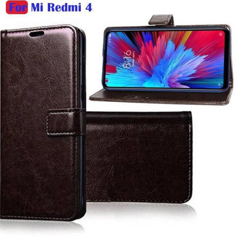Finely Flip Cover for Mi Redmi 4  (Brown, Pack of: 1)