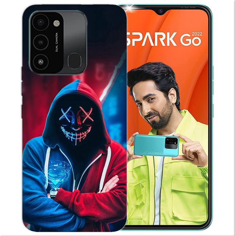 HANIRY Back Cover for Tecno Spark Go 2022 / KG5h mobile cover | SCARY FACE | Designer | Print_535  (Multicolor, Flexible, Silicon, Pack of: 1)