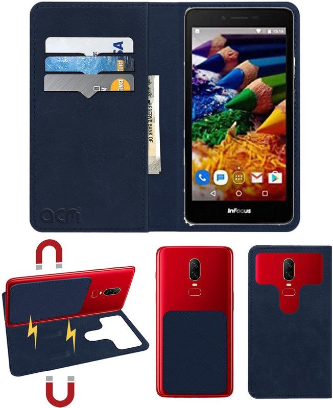 ACM Flip Cover for Infocus A1s  (Blue, Cases with Holder, Pack of: 1)