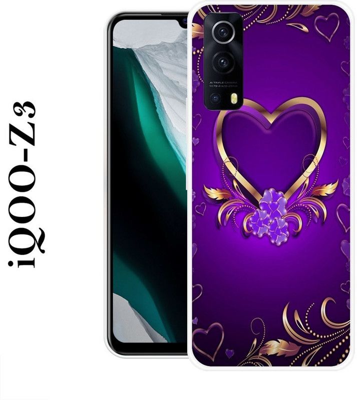 Sswastik Back Cover for IQOO Z3  (Purple, Gold, Silicon)