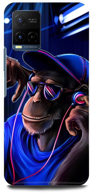 FIKORA Back Cover for Vivo Y21T, V2135, MONKEY, FUNNY, MONKEY, DJ, MONKEY  (Blue, Hard Case, Pack of: 1)