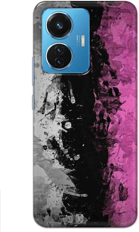 NDCOM Back Cover for Vivo T1 44W Pink Black Pattern Printed  (Multicolor, Hard Case, Pack of: 1)
