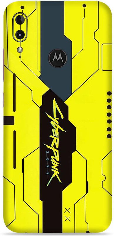 WeCre8 Skin's Motorola E6 Plus Mobile Skin  (Simple Yellow Cyber Multicolor Mobile Skin With Cleaning Wipe)