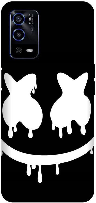 SAVETREE Back Cover for Oppo A55, CPH2325, Marshmellow, Black & White  (Multicolor, 3D Case, Pack of: 1)