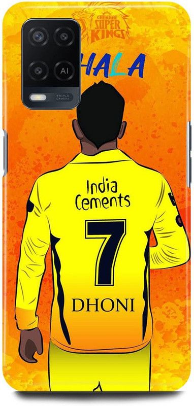 FRONK Back Cover for OPPO A54, CPH2239, MAHENDRA, SINGH, DHONI, MS, DHONI, CSK, PLAYER  (Yellow, Hard Case, Pack of: 1)