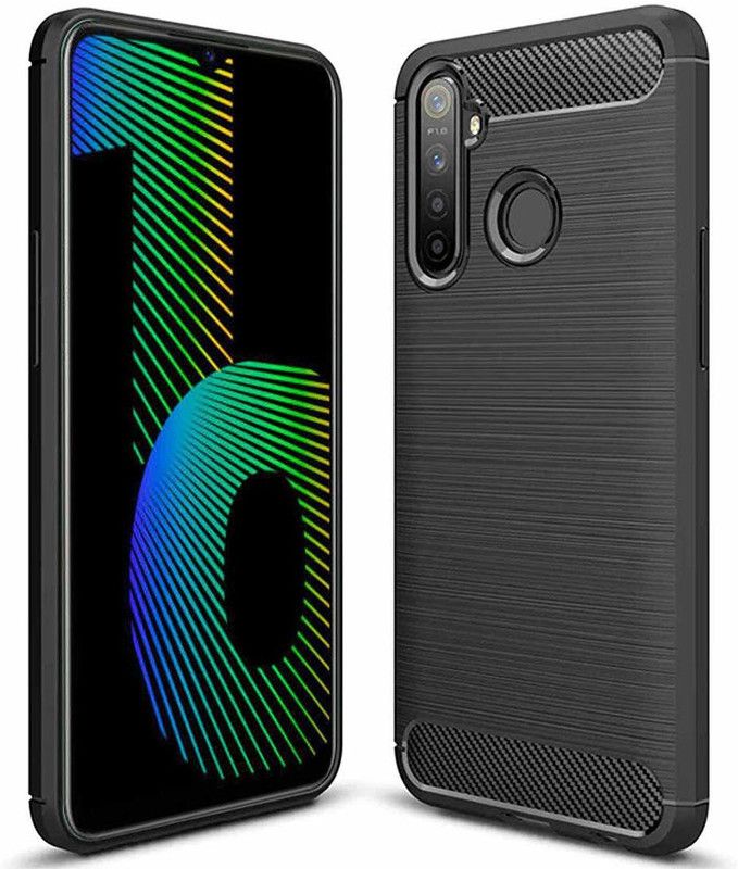 Flipkart SmartBuy Back Cover for Realme 5, Realme 5s, Realme 5i, Narzo 10 Carbon Fiber TPU Case  (Black, Shock Proof, Pack of: 1)