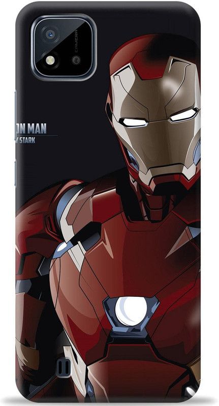 Loffar Back Cover for Realme C20  (Red, Black, Shock Proof)
