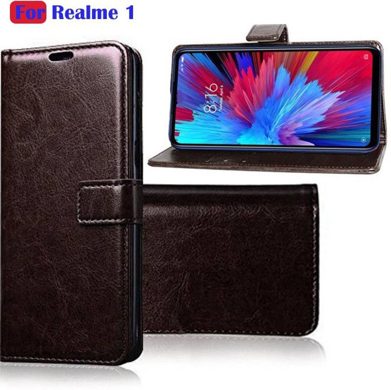 FARMAISH Flip Cover for OPPO Realme 1  (Brown, Shock Proof, Pack of: 1)