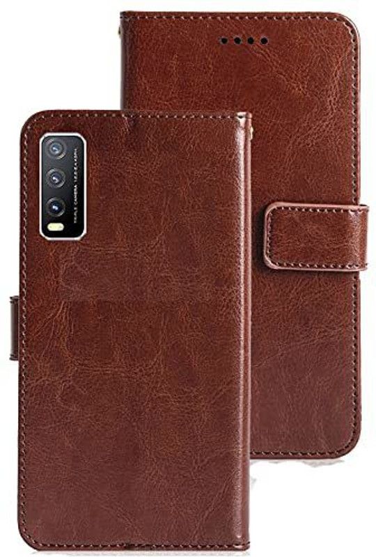 MIOW I CELL Book Cover for VIVO Y20  (Brown, Pack of: 1)