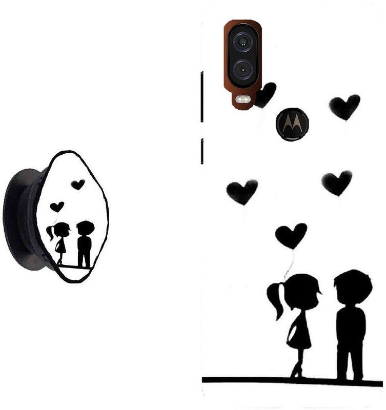 Zappy Back Cover for Motorola One Vision  (Black, White, Cases with Holder, Pack of: 2)