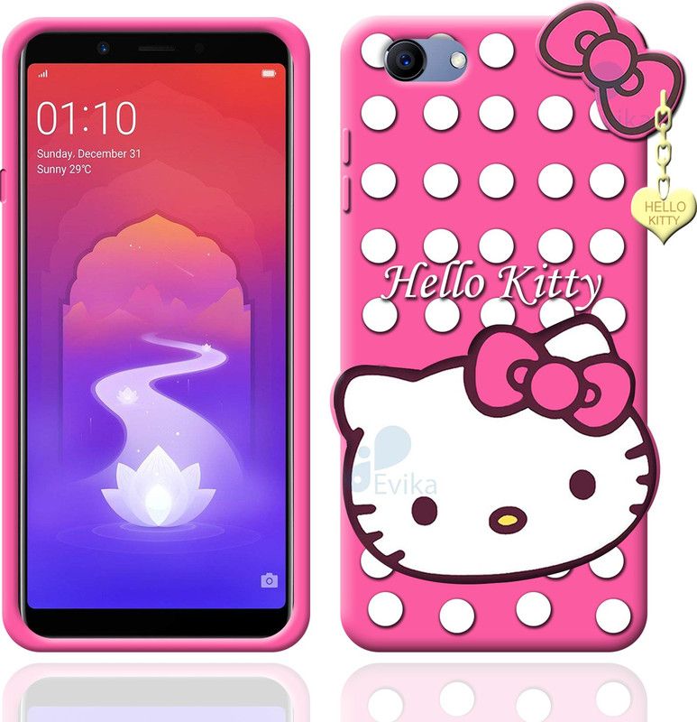 onrain Back Cover for Realme 1 Cute Hello Kitty Silicon Flexible Case  (Pink, Grip Case)