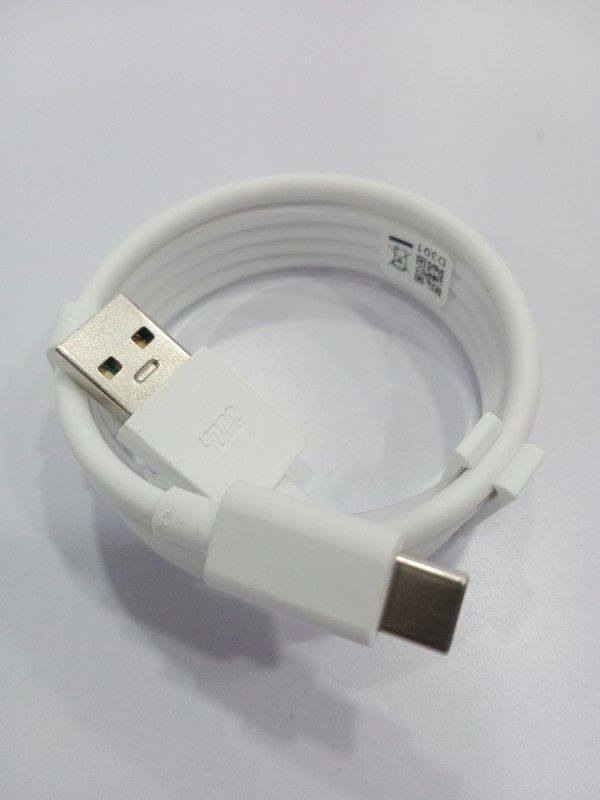 NUKAICHAU USB Type C Cable 6.5 A 1.00224999999997 m Copper Braiding 65 watt fast charger mobile phone oppo  (Compatible with data cable type d, White, One Cable)