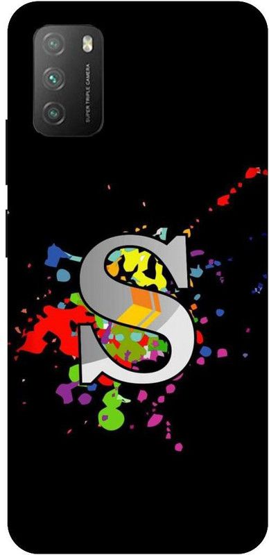 SSMORYA Back Cover for POCO M3, S Latter Black Multicolour Printed Back Cover  (Multicolor, Hard Case, Pack of: 1)