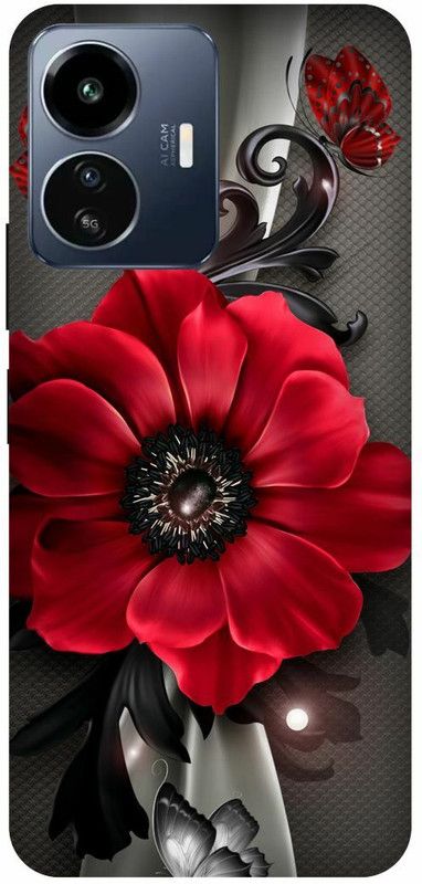 DIKRO Back Cover for IQOO Z6 Lite 5G, I2208, RED, FLOWER, NATURE, GRAPHIC  (Red, Hard Case, Pack of: 1)