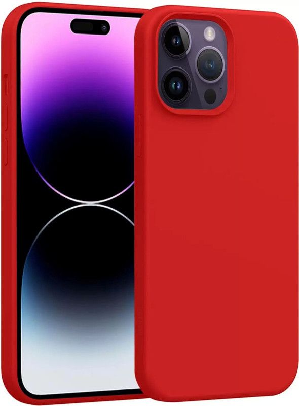 KJM POWER Back Cover for Apple Iphone 14 Pro With Inner Microfiber Lining  (Red, Shock Proof, Silicon)