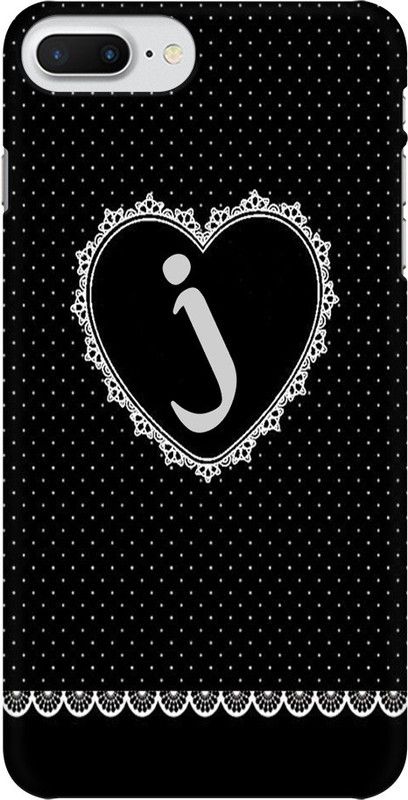 Coberta Case Back Cover for Apple iPhone 8 PLUS Back Cover Black Heart Pattern Alphabet Letter J Design Back Case For Apple iPhone 8 PLUS By Coberta  (Multicolor, Pack of: 1)