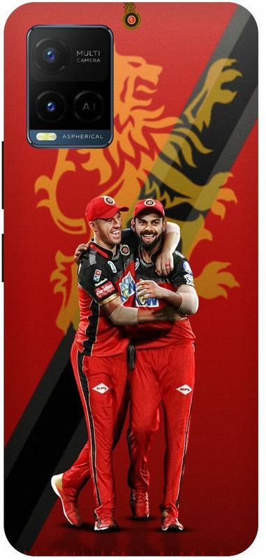 COVERJET Back Cover for VIVO T1X- V2143-VIRAT- KOHLI- AB- DE- VILLAIRS- PLAYER  (Red, Hard Case, Pack of: 1)