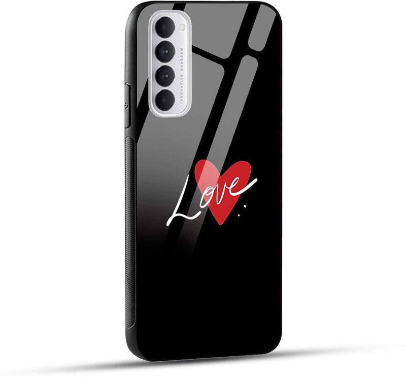 NDCOM Back Cover for OPPO Reno4 Pro Love Heart Printed Glass Case  (Multicolor, Grip Case, Pack of: 1)