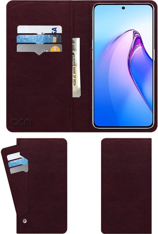 ACM Flip Cover for Oppo Reno8 Pro  (Maroon, Cases with Holder, Pack of: 1)