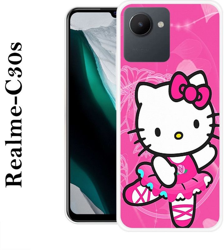 INDIALAND Back Cover for Realme C30s  (Pink, White, Silicon)