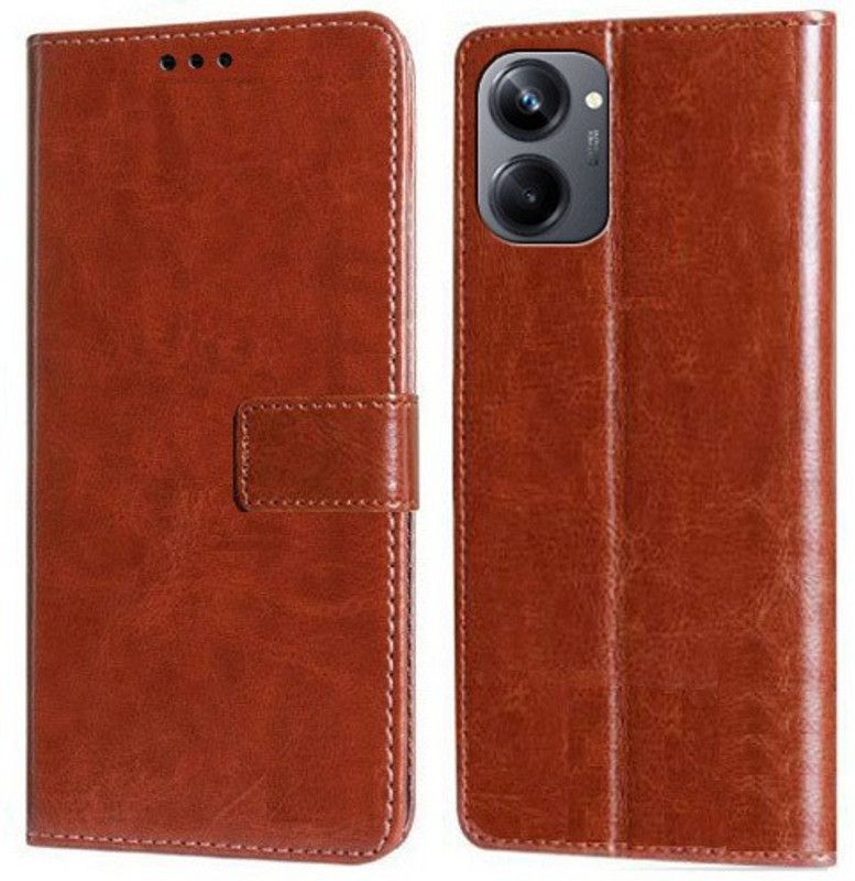 Krofty Flip Cover for Realme 10 Pro 5G  (Brown, Cases with Holder, Pack of: 1)