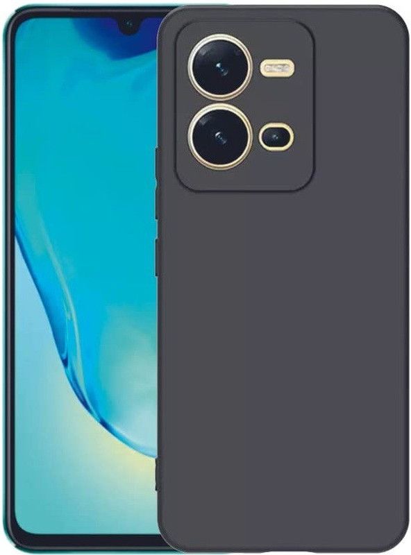 S-Softline Back Cover for Vivo V25 5G, Microfiber Cloth Cushion camera Protection from shocks and scratches.  (Black, Pack of: 1)