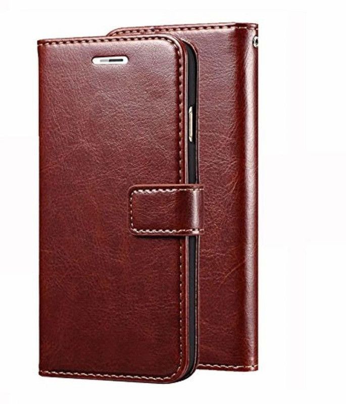 B Super Shop Flip Cover for Vivo Y95  (Brown, Pack of: 1)