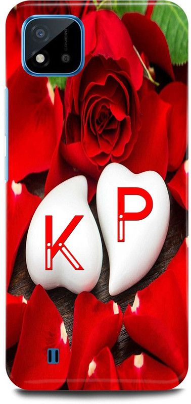 JUGGA Back Cover for Realme C20, RMX3063, K LOVES P NAME,K NAME, P LETTER, ALPHABET,K LOVE P NAME  (Red, Hard Case, Pack of: 1)