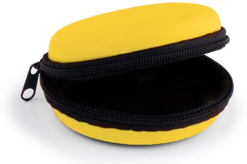 Vatsin Leather Zipper Headphone Pouch  (Yellow)