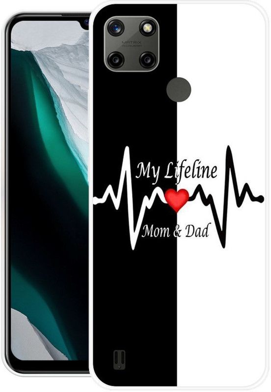 Looy Back Cover for Realme C25Y  (White, Black, Flexible, Silicon, Pack of: 1)